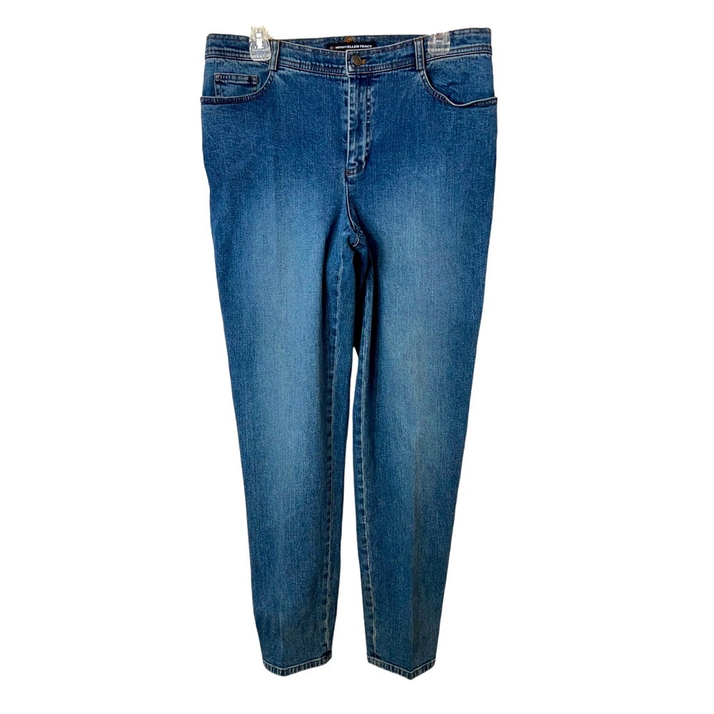 Vintage Ellen Tracy Skinny Leg Jeans Size 12 Inseam 30” Inches Faded Blues☑️